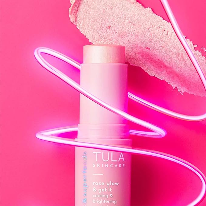 TULA Skin Care Eye Balm Rose Glow - Dark Circle Treatment, Instantly Hydrate and Brighten Undereye Area, Portable and Perfect to Use On-the-go, 0.35 oz.-VivaGrace Women
