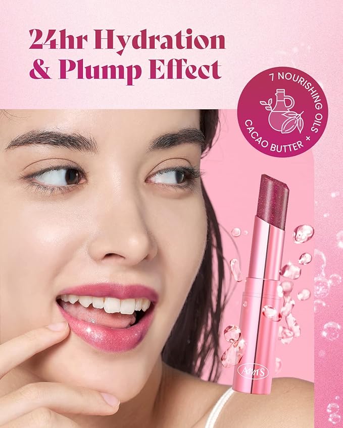 AMTS Tinted Lip Balm - Destiny | Hydrating Glitter Lipstick | Pearl Shimmering Daily Lip Makeup for dry, cracked, chapped lips | korean beauty Moisture Lip Tint-VivaGrace Women