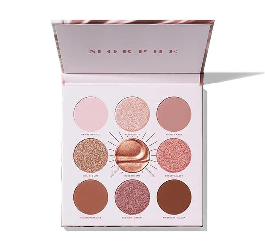 Morphe Rich & Foiled Artistry Palette - Foil-Effect Eyeshadow Palette with Matte, Shimmer & Foil Finishes - Mauve & Pink Eyeshadow with Luminous Payoff - Rose to Fame (0.35 oz)-VivaGrace Women