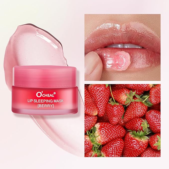 Lip Sleeping Mask Overnight Moisturizer Balm, Berry Lip Mask, Day and Night Repair Lip Balm for Improves Dryness Cracked, Moisturize and Nourish Lip Scrubs Exfoliate Reduce Lip Lines (Berry)-VivaGrace Women