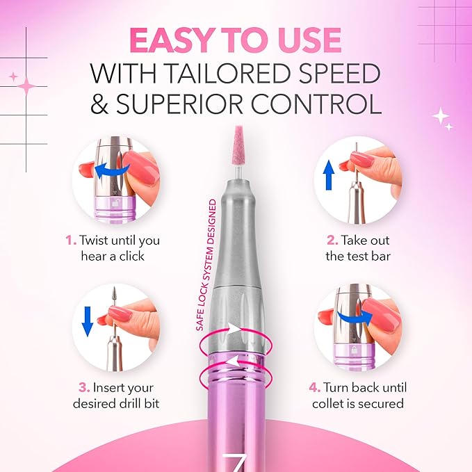 M Mase- Professional Nail Drill Machine - Coreless 2-in-1 Nail File - Electric, Cordless, 35000 RPM, HD Display - Electric Nail Drill for Professional & Home Use (Unicorn Purple)-VivaGrace Women