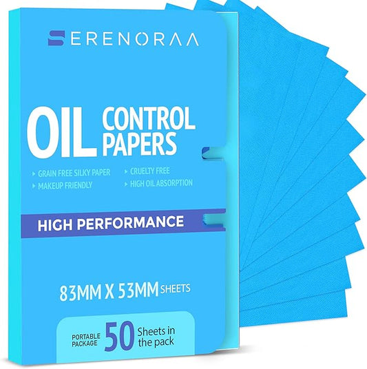 Oil Blotting Sheets for Face - Portable 1x50 Blue Oil Wipes Sheets for Face - Japanese High Performance Technology Makeup Blotting Paper -Grain Free Softer Oil Pads Absorbing Face Oil Tissues for Face-VivaGrace Women