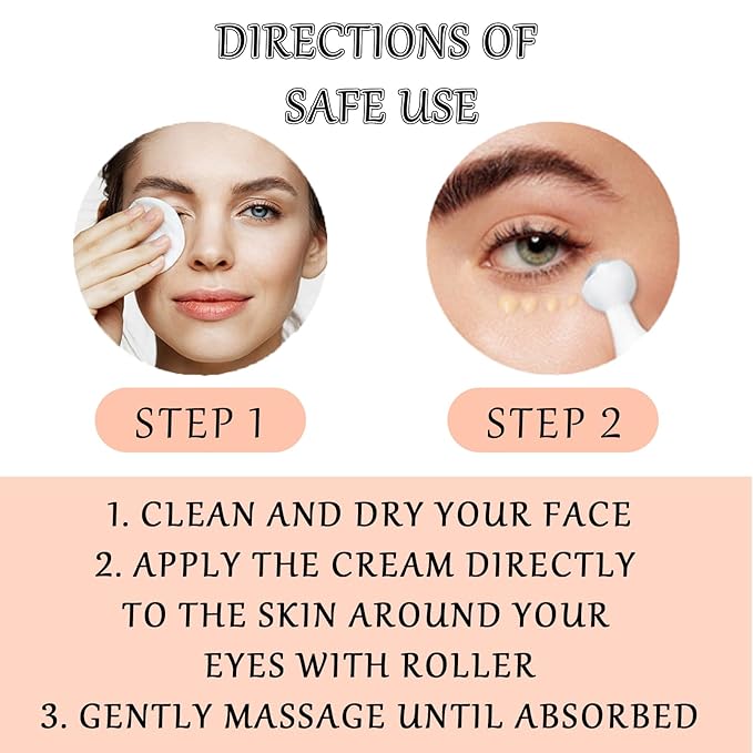 Caffeine Eye Cream Eye Serum, Under Eye Roller Cream for Dark Circles and Puffiness, 0.51 Fl Oz-VivaGrace Women