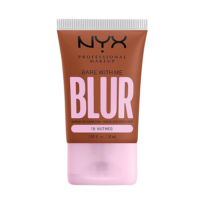 NYX PROFESSIONAL MAKEUP Bare With Me Blur Skin Tint Foundation Make Up with Matcha, Glycerin & Niacinamide - Nutmeg-VivaGrace Women