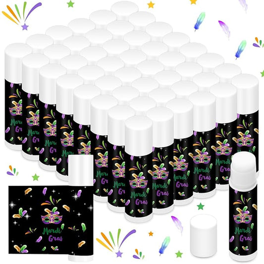 48 Pcs Mardi Gras Lip Balm Moisturizing Lip Balm Bulk Lip Balms and Moisturizers Wax Lip Cream Stocking Stuffers for Mardi Gras Party Favors Gift Baskets Women Men, Jasmine-VivaGrace Women