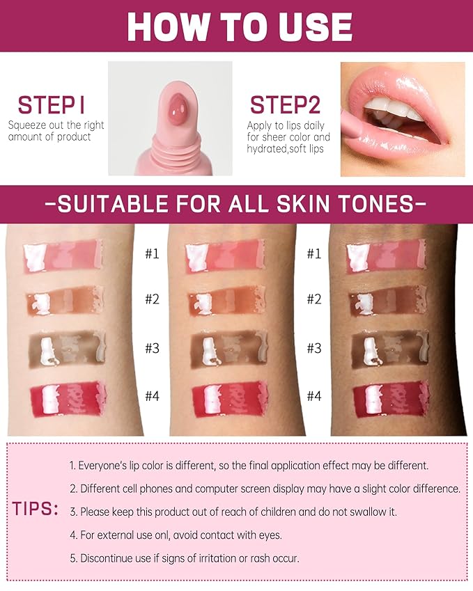 Tinted Lip Balm-1Pcs Raspberry Peptide Hydrating Lip Tint Moisturizer,Jelly Glossier Lip Treatment Balm,Non-Stick Lip Care Glow Reviver Lip Oil,Yummy Glowy Lip Gloss,Thanksgiving Makeup for Women-04-VivaGrace Women