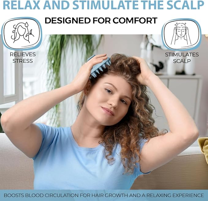 Fiora Naturals Scalp Massager Shampoo Brush - Silicon Scalp Scrubber & Exfoliator for Dandruff Removal and Hair Growth, Scalp Brush for Wet & Dry Hair, Shampoo Brush for Men, Women, Kids - BPA Free-VivaGrace Women