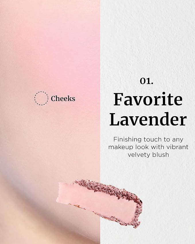VDL Cheekstain Pastel Blush for Cheeks (Favorite Lavender, 0.2oz) - Lightweight, Velvet Powder Formula - Seamless, Long-Lasting, Natural-Looking Glow | Korean Makeup-VivaGrace Women
