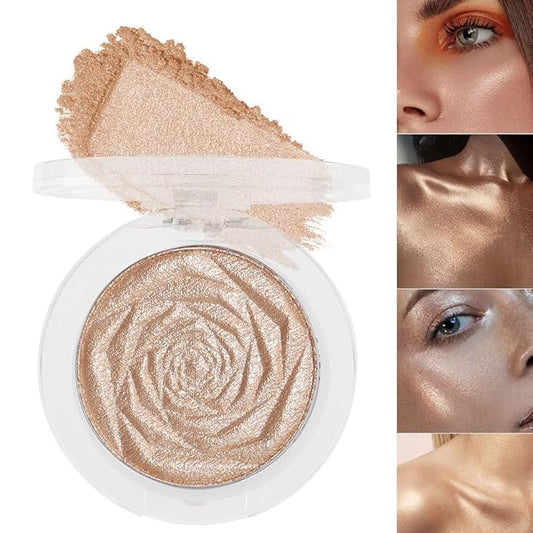 Rose Gold Face Highlighter Makeup Shimmer Glitter Rose Sparkly Highlighters Makeup Powder Palette for Face Cheek Skin iluminadores iluminador (gold)-VivaGrace Women