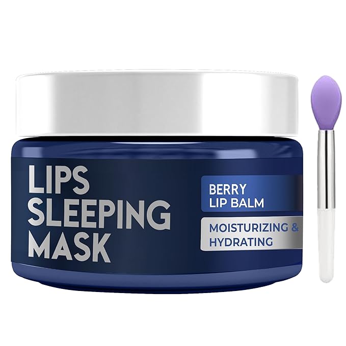 Lip Mask Overnight with Hyaluronic Acid & Collagen, Lip Sleeping Mask for Dry Cracked Lips, Moisturizing, Hydrating, Exfoliating Night Treatment for Lip Care (Berry)-VivaGrace Women