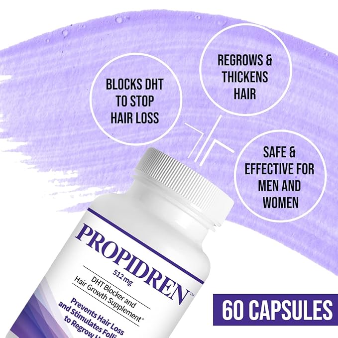 Propidren by HairGenics - DHT Blocker & Hair Growth Capsules to Prevent Hair Loss & Stimulate Hair Follicles, to Stop Hair Loss & Regrow Hair. Proprietary Anti-Hair Loss & Hair Regrowth Treatment.-VivaGrace Women