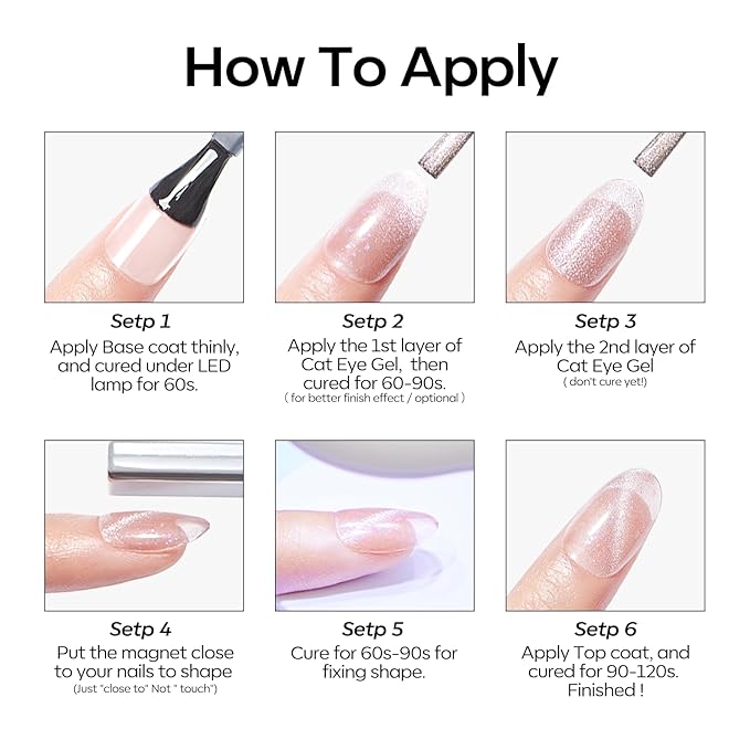 modelones Cat Eye Gel Nail Polish, 6 Colors Nude Gel Polish Pink Glitter Brown with Magnet Sparkle Galaxy Series Nail Polish Kit Soak Off Led Nail Art Manicure Salon DIY Gifts-VivaGrace Women