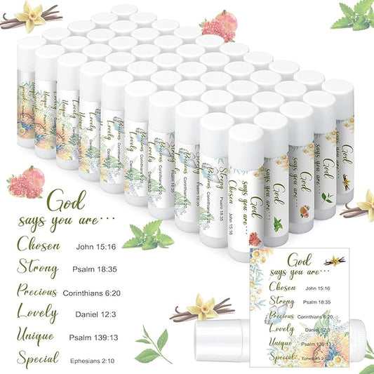 50 Pcs Christian Gifts for Women Lip Balm Bulk Set Inspirational Appreciation Gifts God Says You Are Moisturizing Lip Balm Leaving Farewell Gifts or Friends Teacher Worker Employee-VivaGrace Women