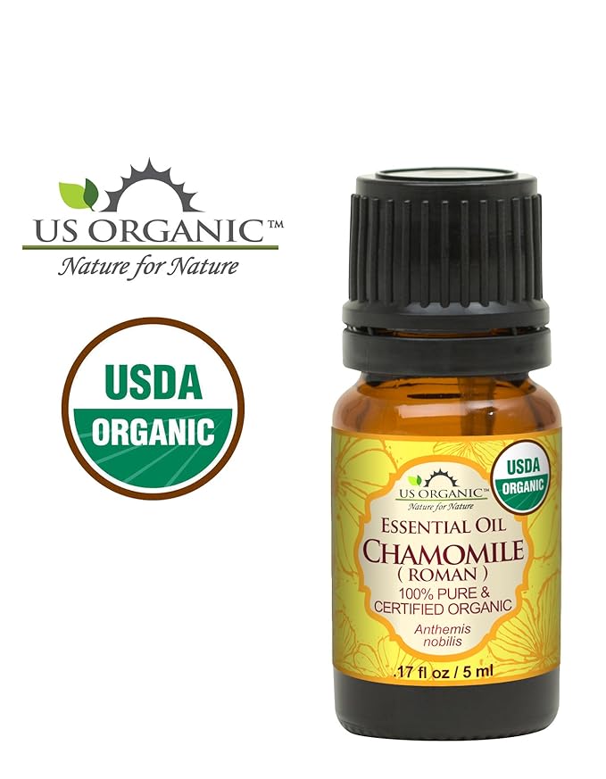 US Organic 100% Pure Chamomile (Roman) Essential Oil - USDA Certified Organic, Steam Distilled - W/Euro Dropper (More Size Variations Available) (5 ml)-VivaGrace Women