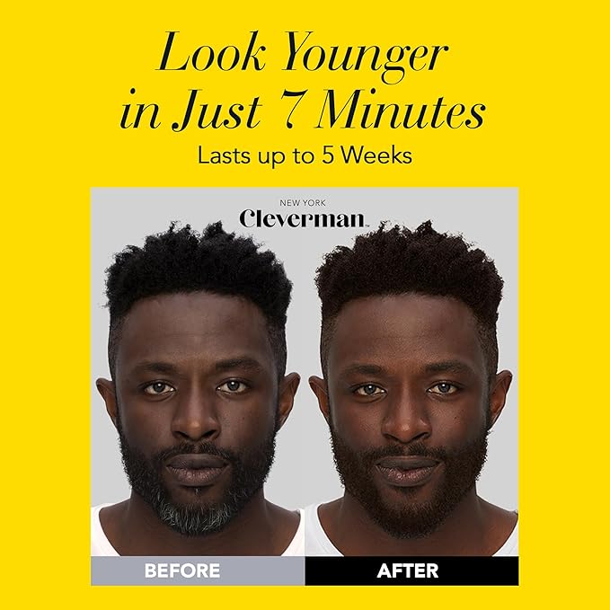 Cleverman Hair & Beard Dye Kit for Men, All-in-One Reusable Mens Hair Color, Natural Gray Coverage, Ammonia-Free Beard Mustache Dye (Jet Black for Black Men)-VivaGrace Women