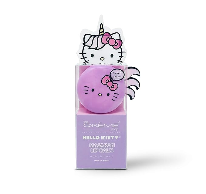 The Crème Shop x Sanrio Hello Kitty Macaron Lip Balm (Hello Kitty Unicorn Rainbow Sherbert) Korean Cute Scented Pocket Portable Soothing Advanced Must-Have on-The-go-VivaGrace Women