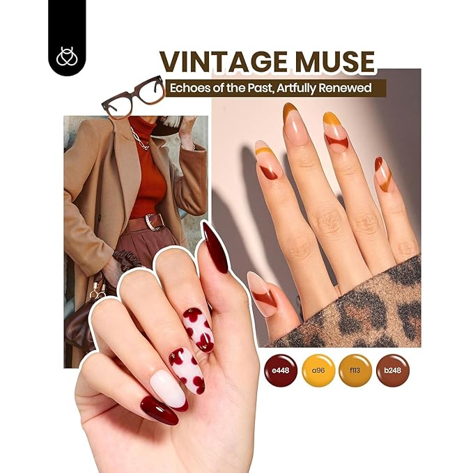 Beetles Gel Nail Polish Set, 60 Colors Fall Uv Gel Polish Kit Jelly Brown Glitter Nude Pink White Red Blue Green Color Nail Polish Base &Glossy Matte Top Coat Gift for Her Women-VivaGrace Women