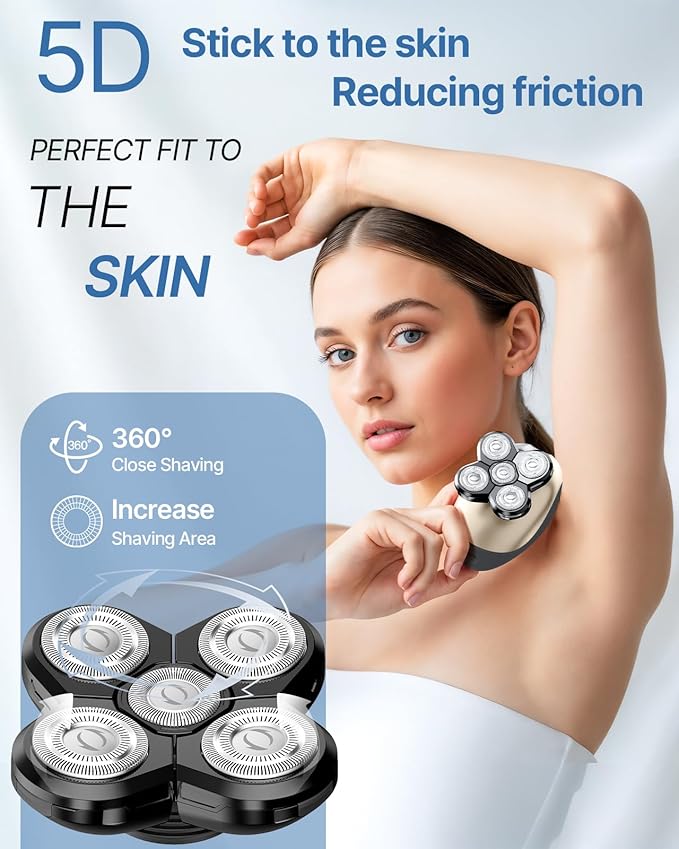 Electric Razors for Women, 5-in-1 Rechargeable Body Shaver - Waterproof Wet Dry Hair Remover - Trimmer for Lady Face Underarms Legs-VivaGrace Women