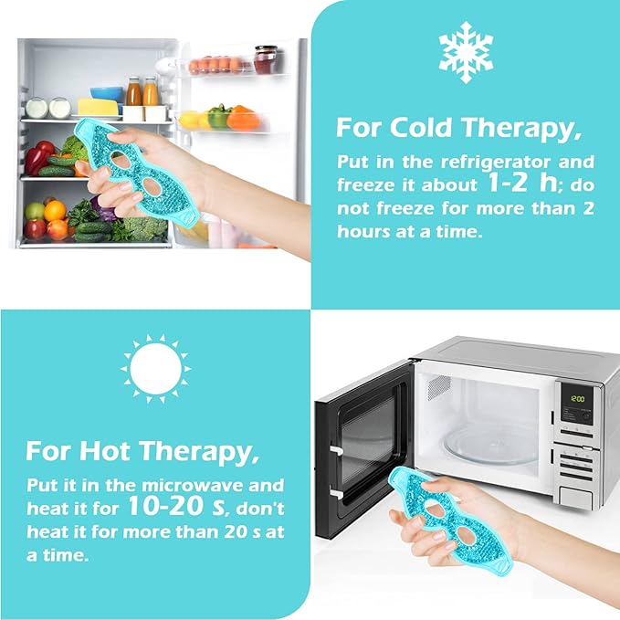 Permotary 2PCS Gel Eye Mask Reusable Hot Cold Compress Pack Eye Therapy,Therapeutic Gel Eye Spa Pad for Puffiness/Dark Circles/Eye Bags/Dry Eyes/Headaches/Migraines/Stress Relief-Green&Blue-VivaGrace Women