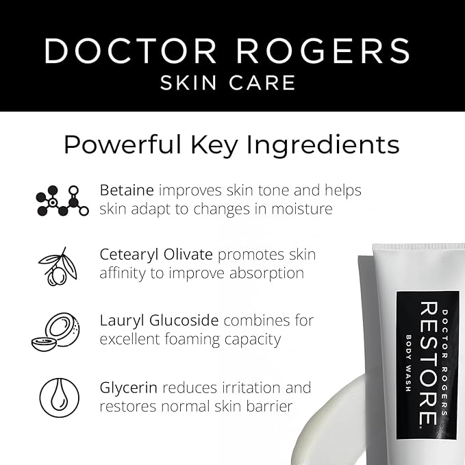 Doctor Rogers Hydrating Body Wash, Moisturizing Shower Cleanser, Dermatologist-Created Bath Soap For Women & Men, Cleanses & Repairs the Skin Barrier, Paraben & Sulfate-Free, 236 ml / 8 fl oz-VivaGrace Women