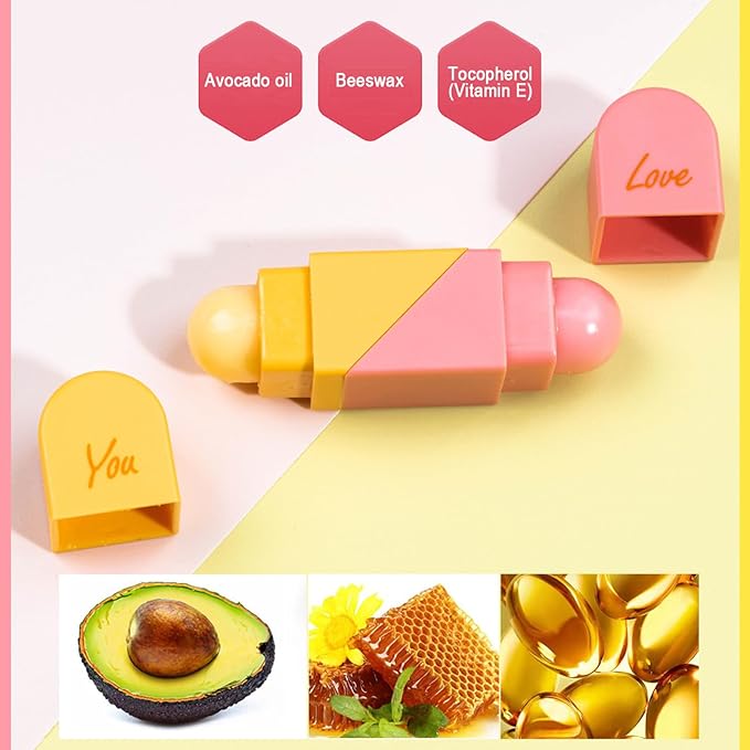 Heart Shaped Dual-use Deformable Lip Balm Stick - Honey, Peach. Repair, Keep Lips Moisturized,pink gift box，Gifts-VivaGrace Women