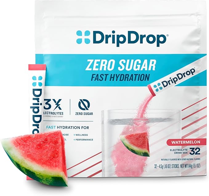 DripDrop Sugar Free Hydration Packets - Zero Watermelon - Single Serve Electrolytes Powder Drink Mix - Non-GMO, Gluten Free, Vegan - 32 Sticks-VivaGrace Women
