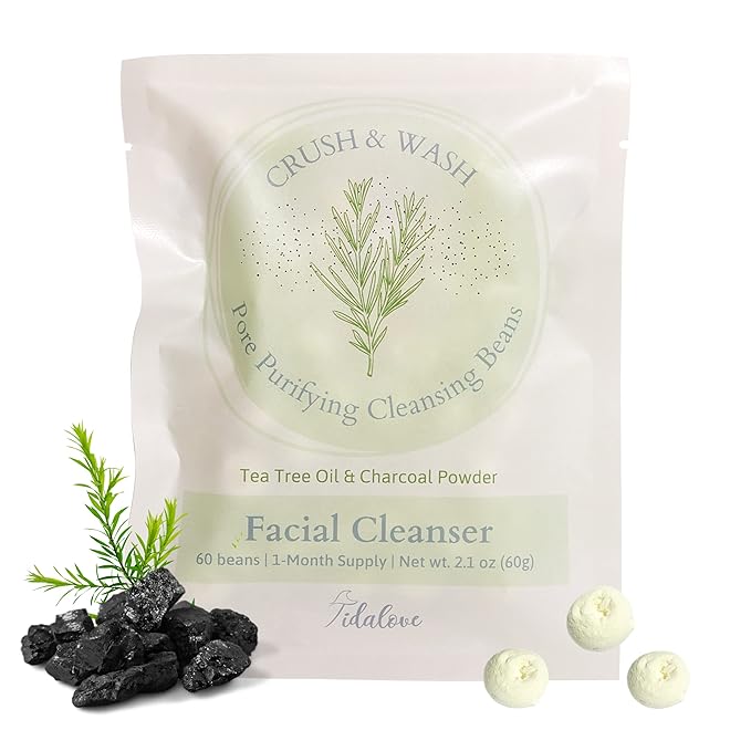 Daily 3 in 1 Facial Cleanser, Exfoliator and Wash-off Mask, Vegan, Cruelty Free, Plastic Free, Travel Friendly, 1 Month Supply Refill (60 Tablets) (Purifying)-VivaGrace Women