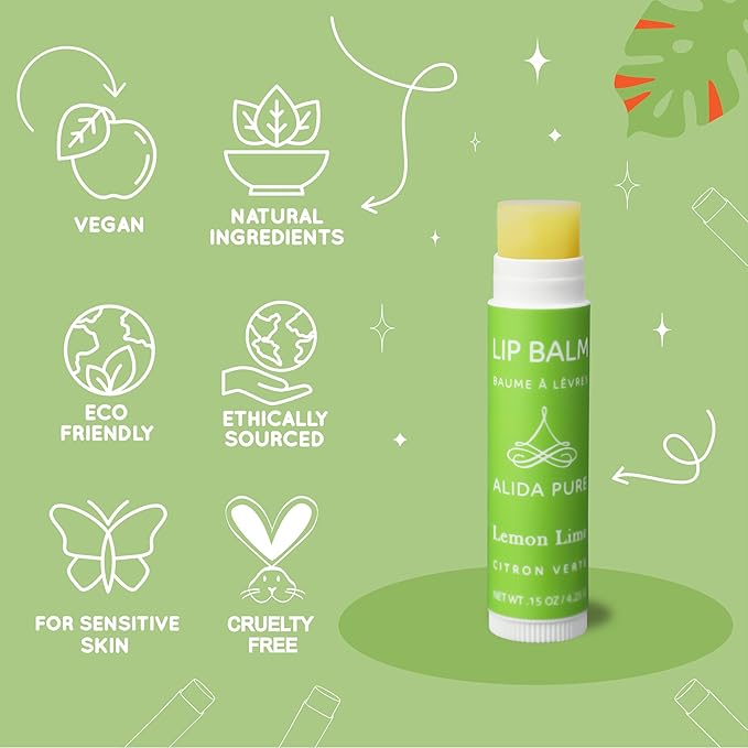 Aria Lip Balm Collection, Vegan Lip Balm Set, Beeswax Free, with Avocado Oil, Organic Jojoba Oil, and Vitamin E, Natural Moisturizer for Dry, Chapped Lips, 5 Tube Set-VivaGrace Women