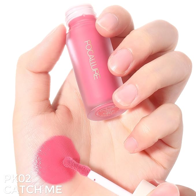 FOCALLURE Silky Cream Liquid Blush,Leaving a Matte Dewy Makeup Look,Easy to Apply and Create a Natural Flush,Long Lasting and Lightweight Cheek Blush Face Makeup,CATCH ME-VivaGrace Women