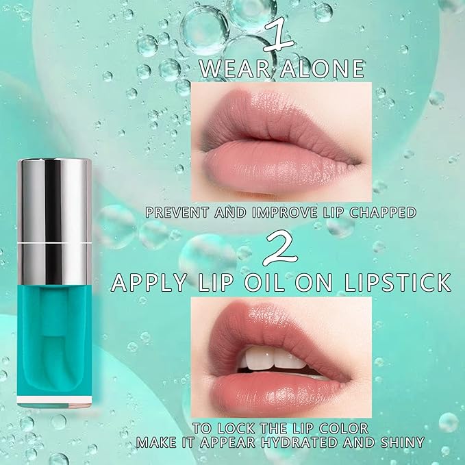 Lip Glow Oil Set, 2 Pcs Comforts Plumping Lip Oil, Refreshes Hydrating Lip Gloss Oil, Non-sticky Lip Plumper Gloss, Nourishing Lip Oil Tinted Lip Balm Lip Care, Soothes Tinted Lip Oil For Dry Lip-VivaGrace Women