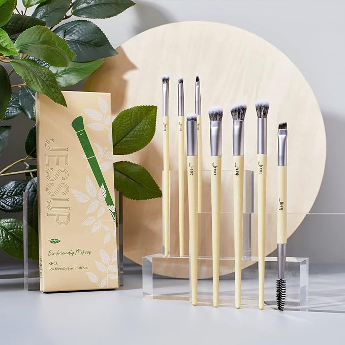 Jessup Eyeshadow Brush Set 8pcs Eye Makeup Brushes Premium Cruelty-Free Eyeshadow Blending Concealer Eyebrow Eyeliner Spoolie Brush Kit T328-VivaGrace Women