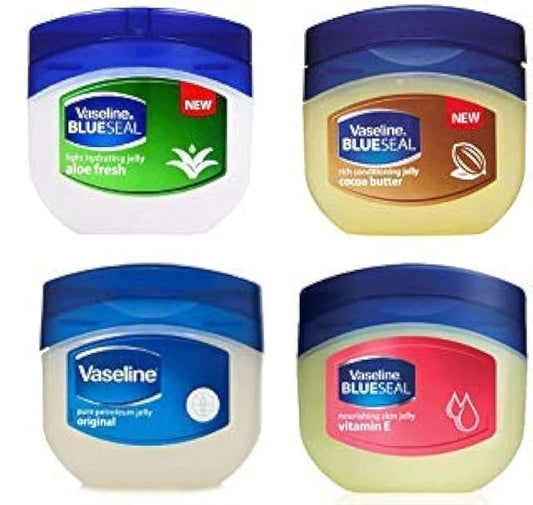 Vaseline Blue Seal Series (Variety 4 Pack)Cocoa Butter, Vitamin E, Aloe fresh, Original-VivaGrace Women