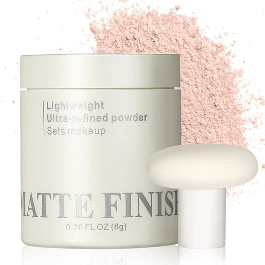 Erinde Pink Translucent Matte Setting Powder with Puff, Face Loose powder Makeup, Oil Control Finishing Powder, Lightweight Blurring Powder, Waterproof, 24H Long-Lasting, Creates Soft Focus Effect-VivaGrace Women