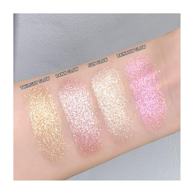 ELESSY Highlighter Makeup Palette Long Lasting Face Highlighter Powder Shimmer Highlight Palette Suit All Skin Tones-RAINBOW GLOW-VivaGrace Women