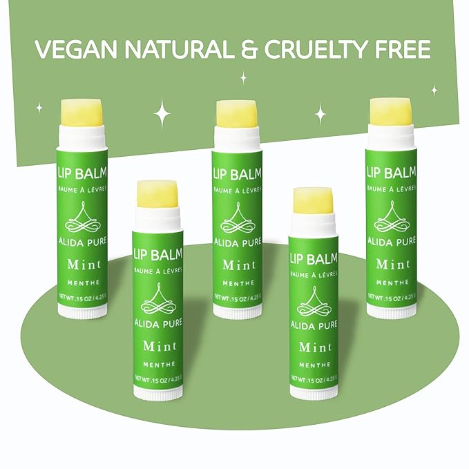 Mint Lip Balm Collection, Vegan Lip Balm Set, Beeswax Free, with Avocado Oil, Organic Jojoba Oil, and Vitamin E, Natural Moisturizer for Dry, Chapped Lips, 5 Tube Set-VivaGrace Women