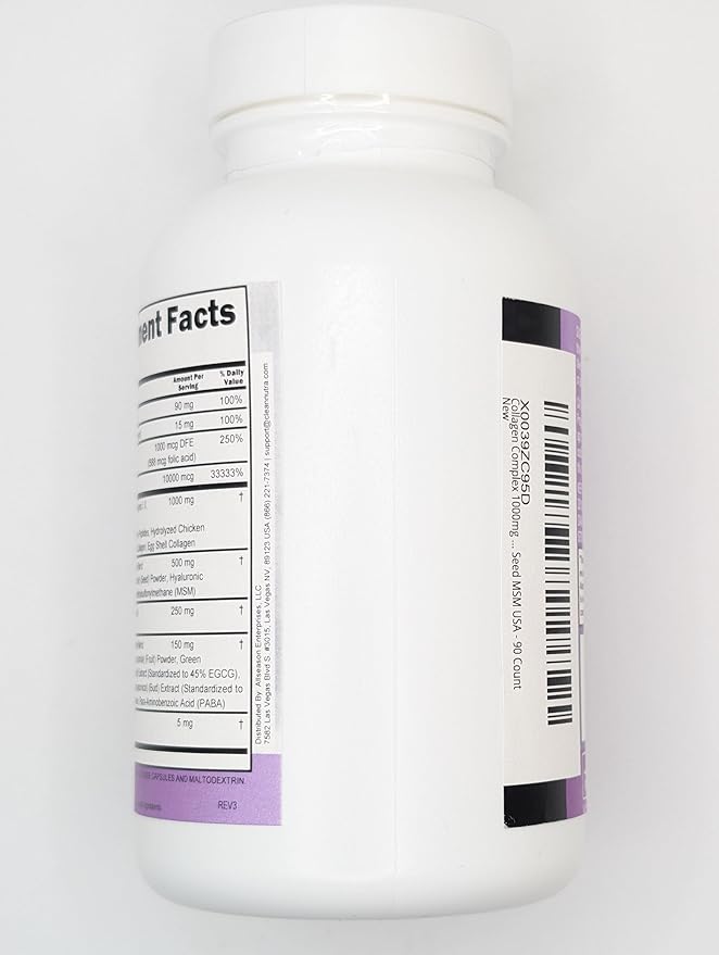 Clean Nutraceuticals Collagen Pills 1000mg Biotin 10000mcg Keratin Saw Palmetto Hyaluronic Acid - Hair Skin & Nails Vitamins & DHT Blocker with Vitamin E Folic Acid Pumpkin Seed MSM - 90 Count-VivaGrace Women