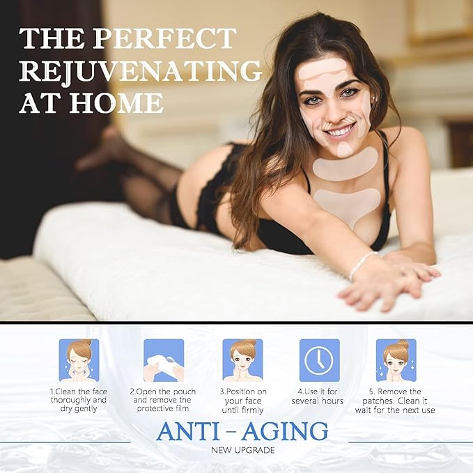 18 Pcs Wrinkle Patches，Reusable Silicone Face, Forehead, Neck & Chest Wrinkle Pads – Anti Aging Overnight Facial Smoothing Pads for Fine Lines, Decollete Care, Skin Rejuvenation-VivaGrace Women