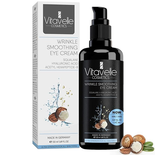 Smoothing Eye Cream for Wrinkles- Anti Aging Eye Cream for Dark Circles and Puffiness, Under Eye Cream for Dark Circles & Wrinkles, Under Eye Cream with Hyaluronic Acid (Squalane (50 ml))-VivaGrace Women