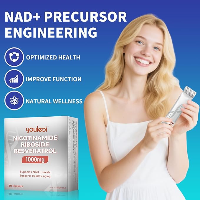 NAD 1000mg Liquid, 30 Packets Nad Supplement 1000mg Pure Organic - Liposomal NAD+ Berry Flavor Drink Mix for Energy, Anti-Aging, Focus-VivaGrace Women