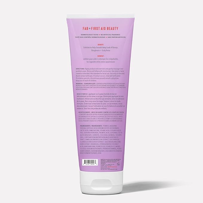 First Aid Beauty - KP Bump Eraser Body Scrub with 10% AHA, Keratosis Pilaris Skin Exfoliater with Glycolic and Lactic acids, Helps Reduce Chicken Skin Bumps, Safe for Sensitive Skin, 4 oz-VivaGrace Women