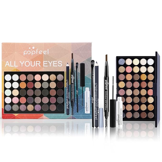 All in One Makeup Kit For Teenager Girls, Full Starter Makeup Kit for Women Beginners Includes Eyeshadow Palette, Eye Brush, Mascara, Eyebrow Pencil, Eyeliner Pencil-VivaGrace Women