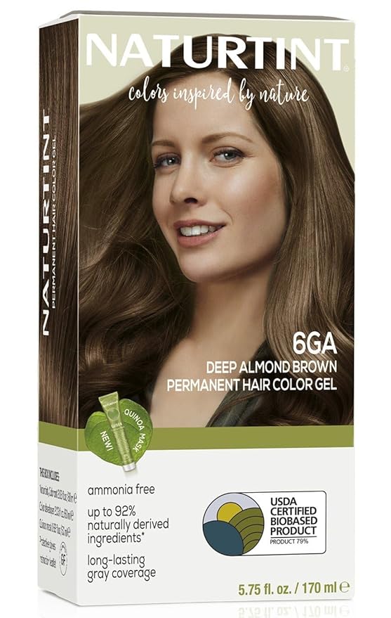 Naturtint 6GA Deep Almond Brown Permanent Hair Color (Pack of 1), Ammonia Free, Vegan, Cruelty Free, up to 100% Gray Coverage, Long Lasting Results (Packaging may vary)-VivaGrace Women