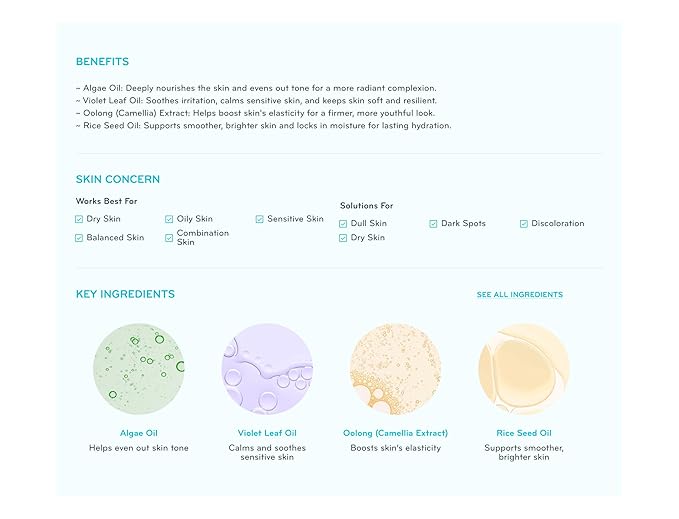 pürlisse Glow Revival Hydrating Face Oil for Women & Men - Enriched with Violet Leaf & Algae Oil for an Even Complexion - Soothing Oolong Extract Helps Boost Elasticity & Calm Irritation (1 Fl oz)-VivaGrace Women