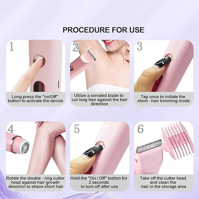 2025 Upgraded Bikini Trimmer for Women & 2 in 1 Dermave Bikini Shaver with LCD Display, Dual Head Cordless Electric Shaver, IPX7 Waterproof Wet/Dry Body Hair Trimmer for Face Body Intimate Areas,Pink-VivaGrace Women