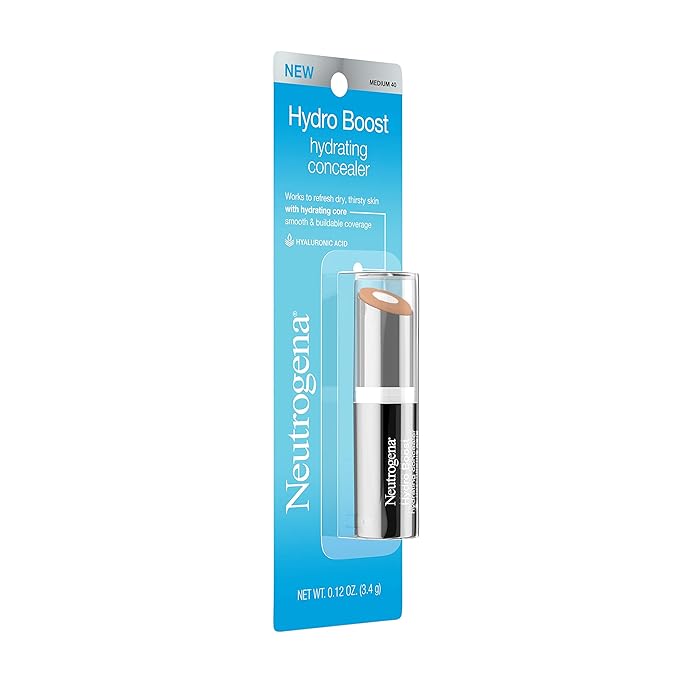 Neutrogena Hydro Boost Hydrating Concealer Stick for Dry Skin, Oil-Free, Lightweight, Non-Greasy and Non-Comedogenic Cover-Up Makeup with Hyaluronic Acid, 40 Medium, 0.12 Oz-VivaGrace Women