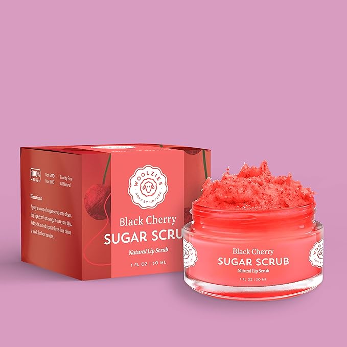 Sugar Lip Scrub | Ultra-Hydrating Exfoliator & Moisturizer for Dry or Chapped Lip | Shea Butter and Raw Sugar Scrubs | Pure & Natural | 1 Fl Oz (Black Cherry)-VivaGrace Women
