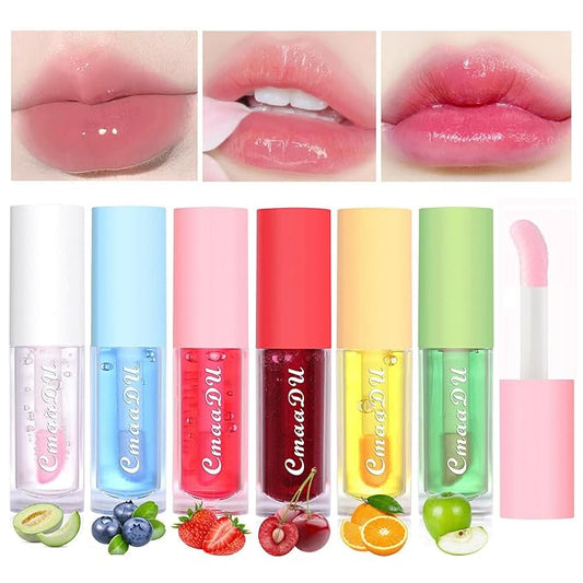 Yasovigi Fruit Lip Oil Plumping Lip Tint Moisturizing Lip Gloss, Transparent Lip Balm Care Stick Nourishing Repairing Non-sticky, Moisture&Lighten Lip Lines-VivaGrace Women