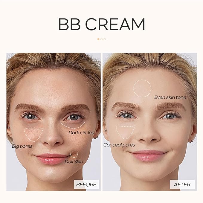 KWOLYKIM 2PCS Hydrating Makeup BB Cream, Tinted Moisturizer Face Makeup BB Cream Foundation Waterproof Concealer Clean Brighten Color Correcting Cream Nude Makeup Long Lasting for All Skin(Ivory)-VivaGrace Women