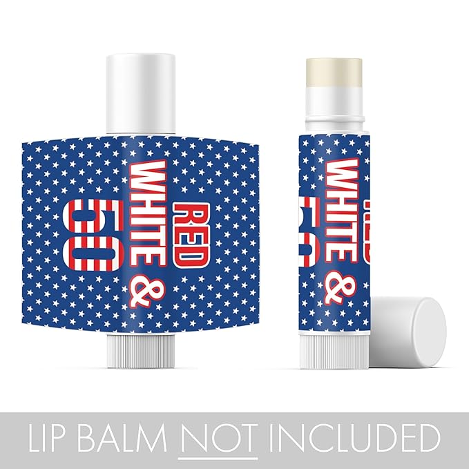 Red White and Blue 50th Birthday Party Favor Lip Balm Labels - 36 Count, Patriotic Birthday Party Supplies-VivaGrace Women