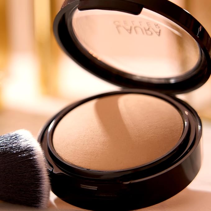 LAURA GELLER NEW YORK Baked Double Take Powder Foundation - Golden Medium - Buildable Medium to Full Coverage - Matte Finish-VivaGrace Women